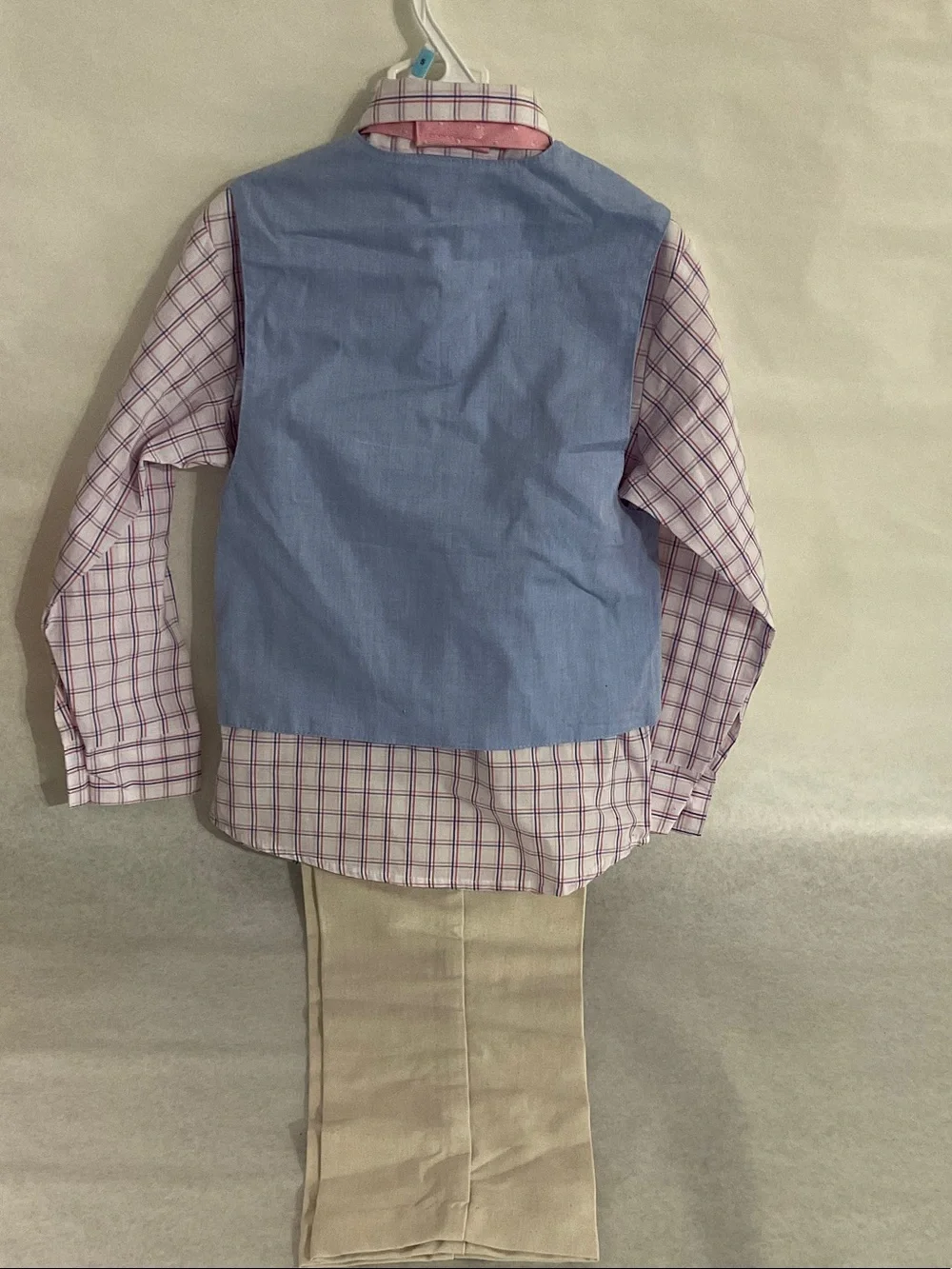 Nautica Beige Vest with Pink Plaid Shirt and Pink Bow Tie